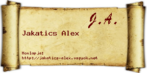 Jakatics Alex névjegykártya